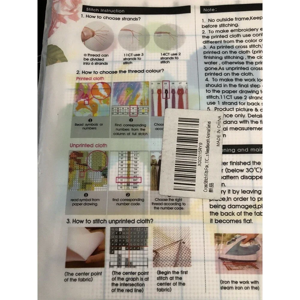 Joy Sunday Cross Stitch Kit #12882 Colorful Fox 14Ct Cotton Fabric & Thread New